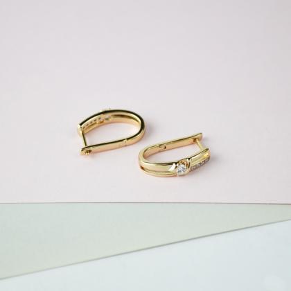 Gold Plated Earrings / Crystals Earrings /..