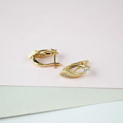 Gold Plated Zirconia Earrings For Women Bridesmaid..