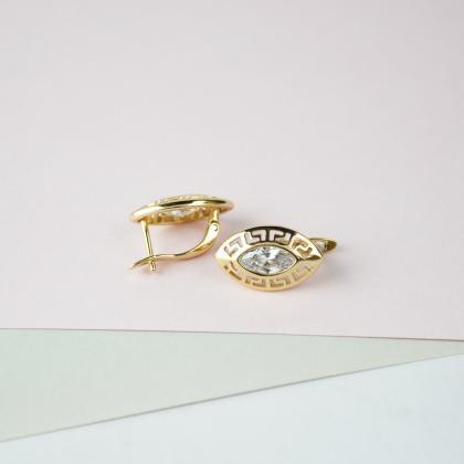 Gold Plated Earrings / Zirconia Earrings / Gold..
