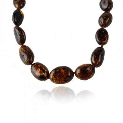 Green Amber Necklace For Adults 45 Cm | Birthday..