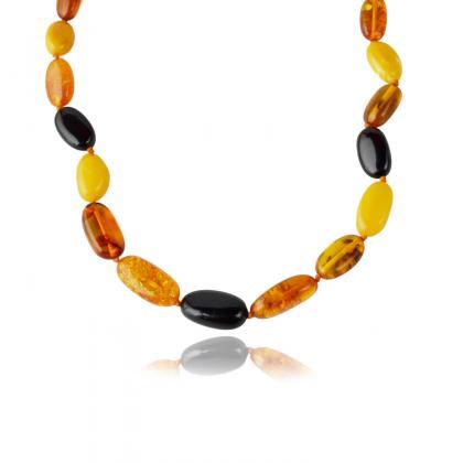 Baltic Amber Necklace With Olive Amber Beads..