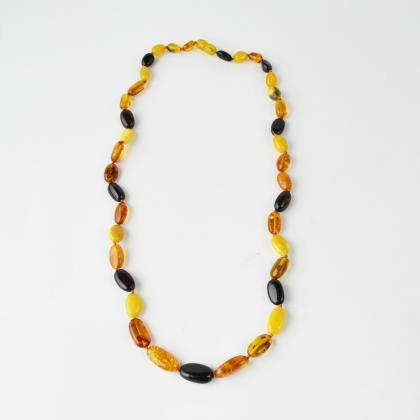 Baltic Amber Necklace With Olive Amber Beads..