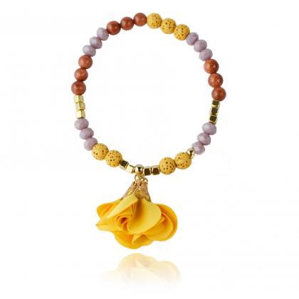 Goldstone Lava Glass Beads Bracelet For Girls With..