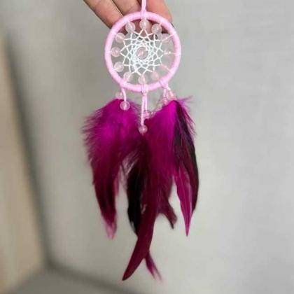 Pink Dream Catcher With Natural Quartz Beads |..