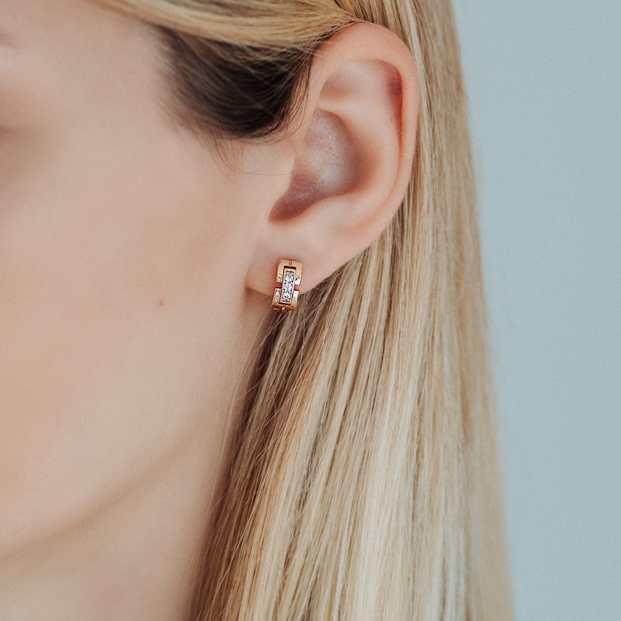 Gold Plated Earrings, Crystals Earrings, Hoop Earrings, Bridesmaid Jewelry, Hypoallergenic Earrings, Sensitive Ears Jewelry Rt06