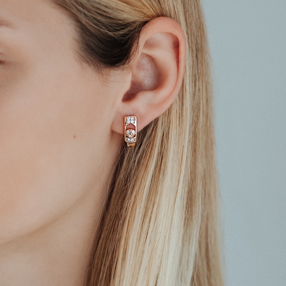 Gold Plated Earrings, Zirconia Earrings, Minimalist Jewelry, Bridesmaid Gift, Hypoallergenic Earrings, Sensitive Ears Jewelry Rt08