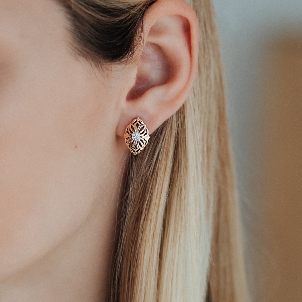 Hoops Zirconia Gold Plated Earrings For Girls For Sensitive Ears Rt14