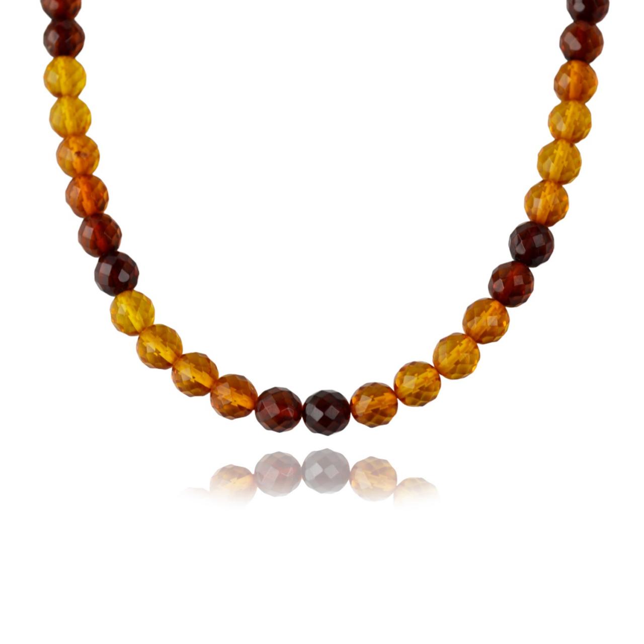 Baltic Amber Faceted Necklace, Round Amber Beads | Maritavita | Nr13