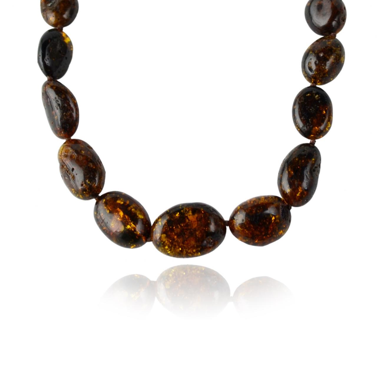 Green Amber Necklace For Adults 45 Cm | Birthday Gift | Maritavita | Sh70
