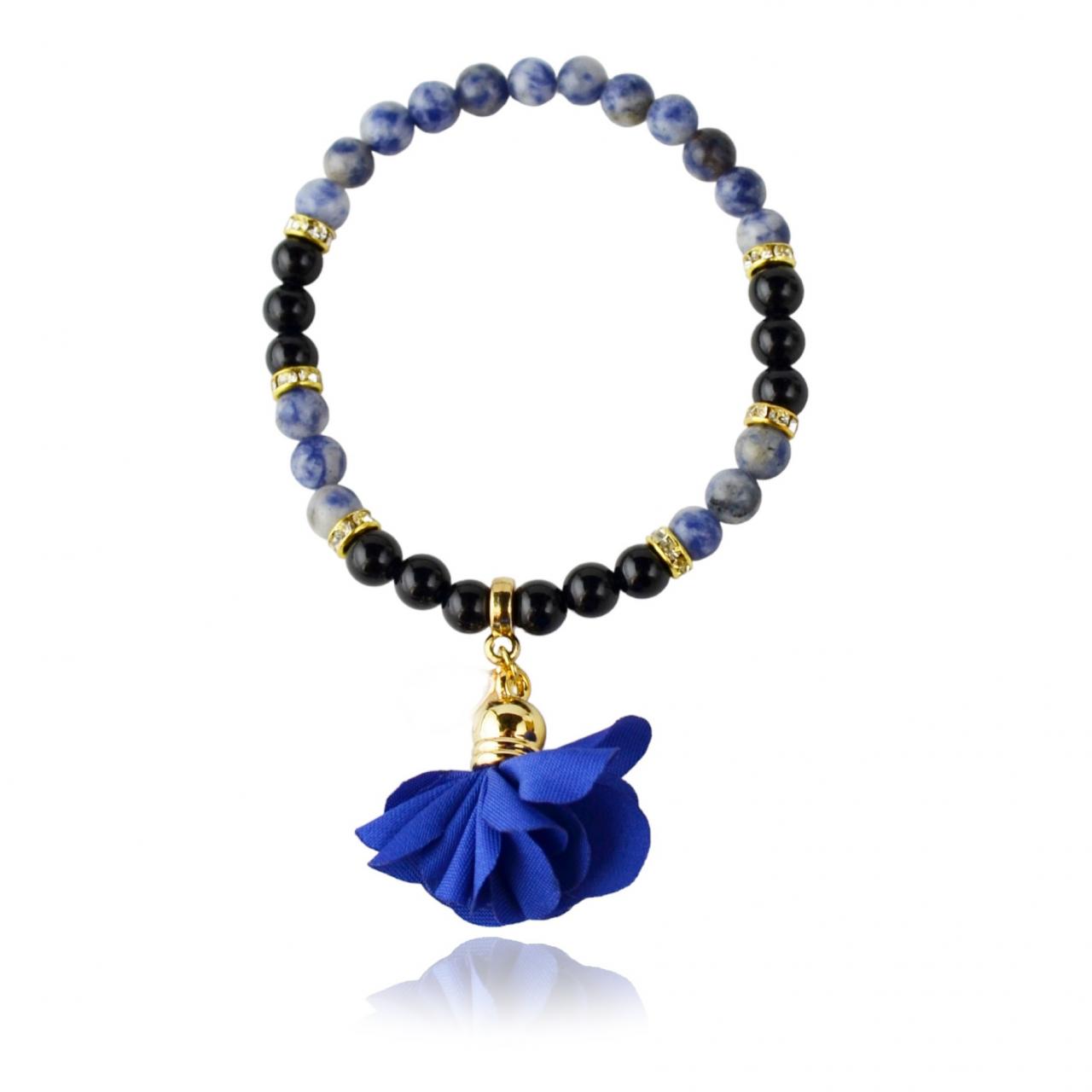 Sodalite Agate Bracelet With Natural Gemstone Beads Gift Idea For Her For Mom For Girls | Maritavita | Kk04