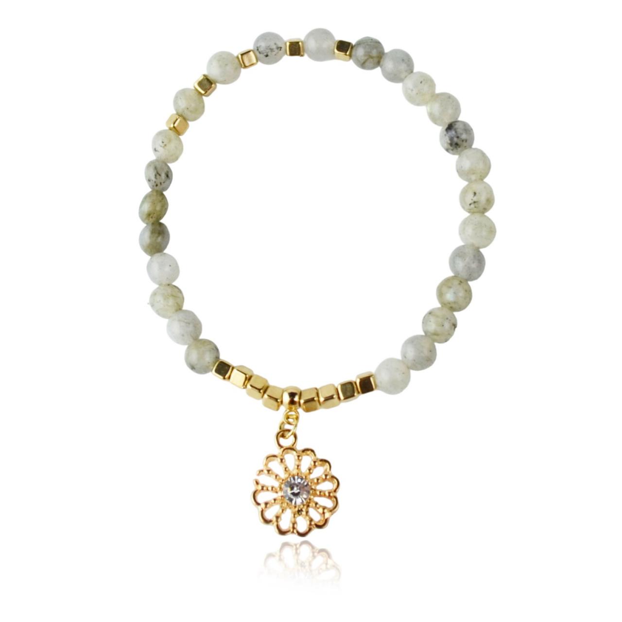 Labradorite Bracelet Round Beads 6 Mm Unique Bracelets For Her Birthday Gift Idea | Maritavita | Kk08