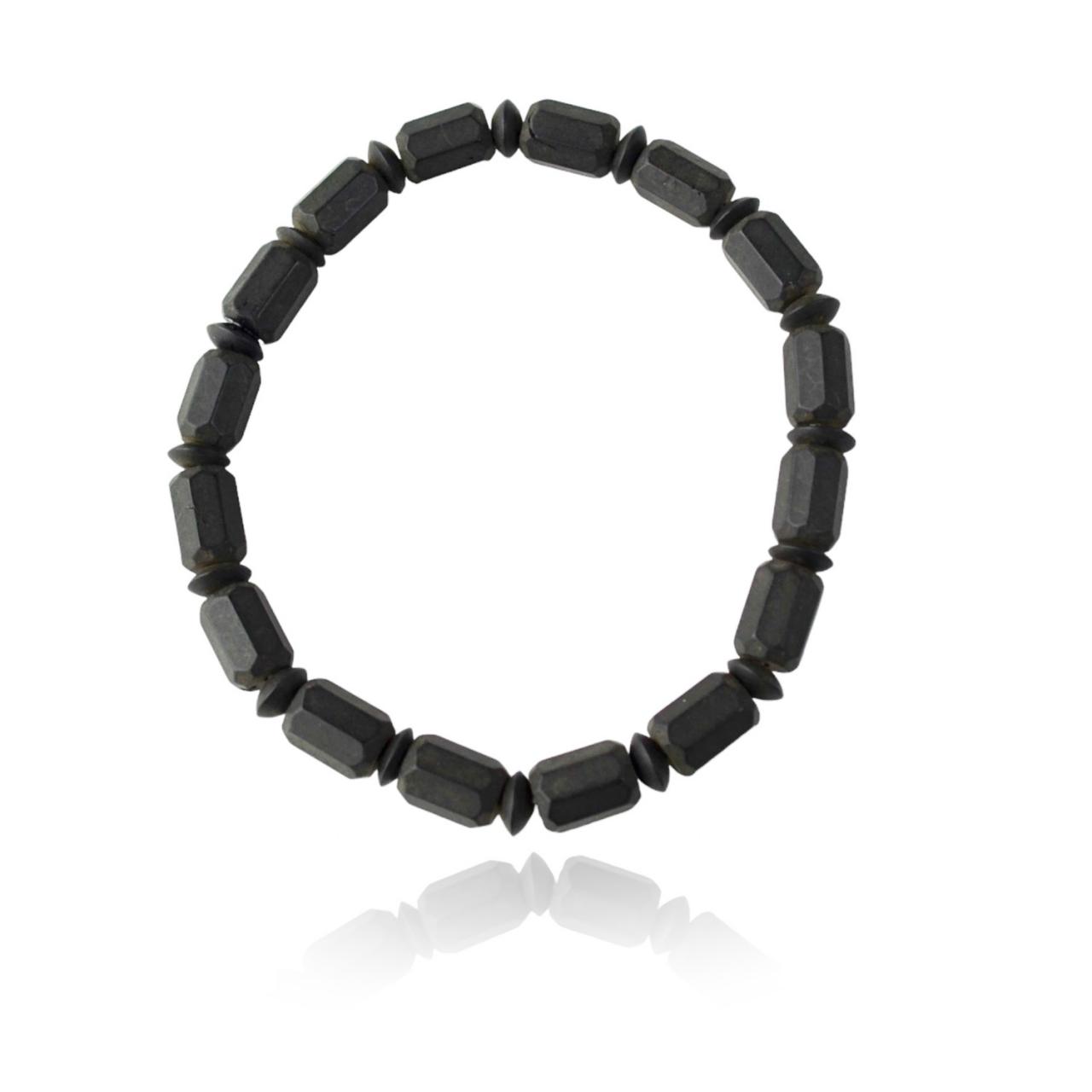 Black Raw Amber Bracelet For Men 21 Cm From Maritavita | Dst173