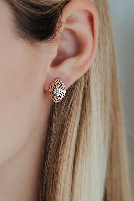 Hoops Zirconia 18k Gold Plated Earrings For Girls For Sensitive Ears Rt14