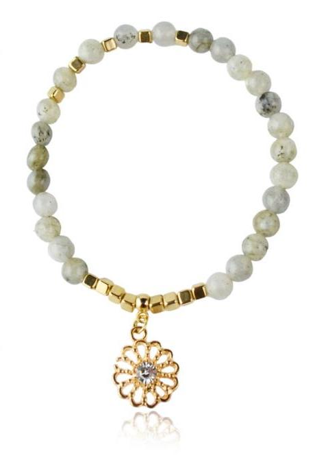Labradorite Bracelet Round Beads 6 Mm Unique Bracelets For Her Birthday Gift Idea | Maritavita | Kk08
