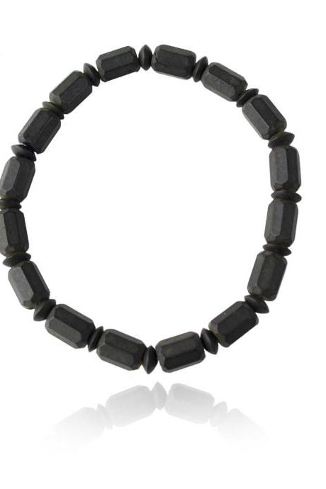 Black Raw Amber Bracelet For Men 21 Cm From Maritavita | Dst173